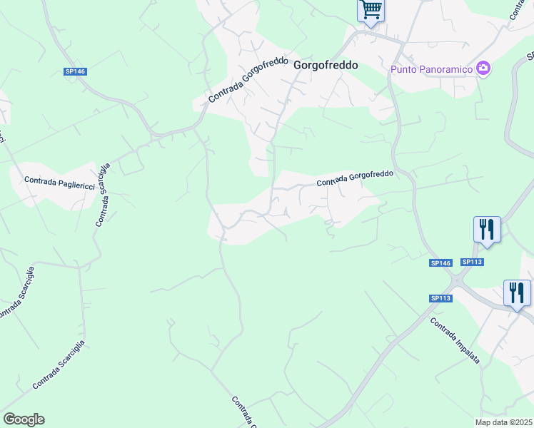 map of restaurants, bars, coffee shops, grocery stores, and more near 220 Contrada Gorgofreddo in Gorgofreddo