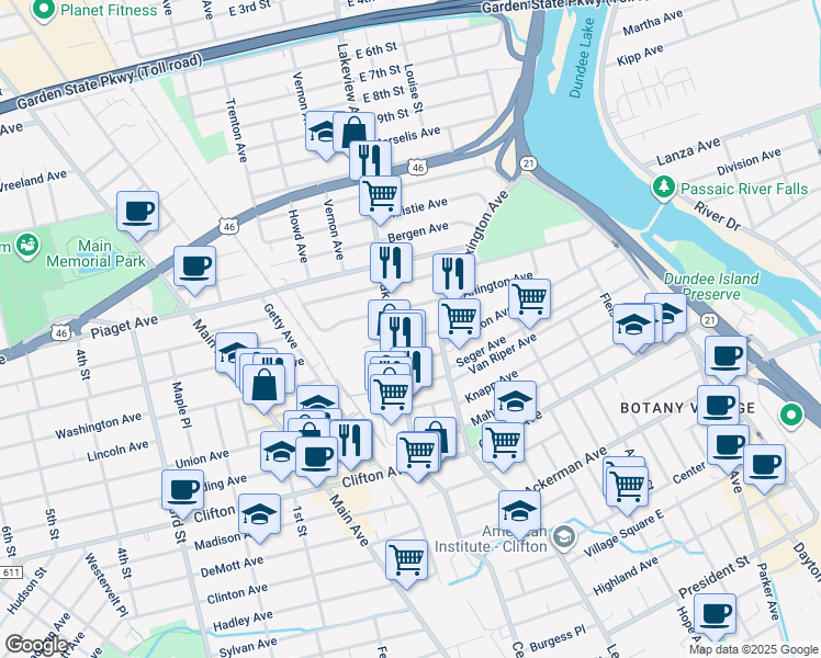 map of restaurants, bars, coffee shops, grocery stores, and more near 23 Caroline Avenue in Clifton
