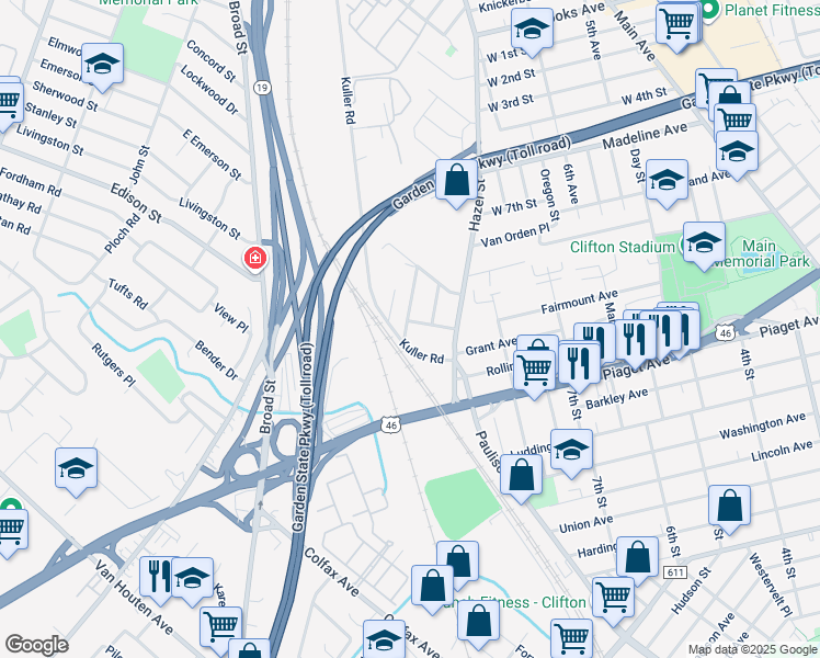map of restaurants, bars, coffee shops, grocery stores, and more near 53 Wiedemann Avenue in Clifton