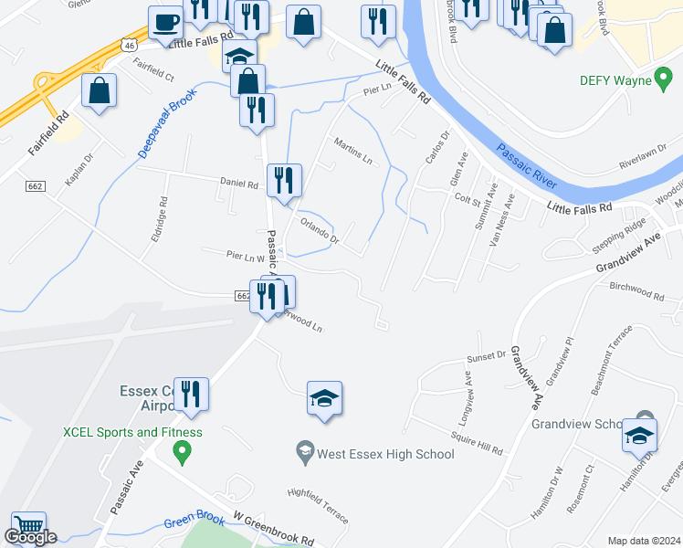 map of restaurants, bars, coffee shops, grocery stores, and more near 8 Kingsbridge Road in Fairfield