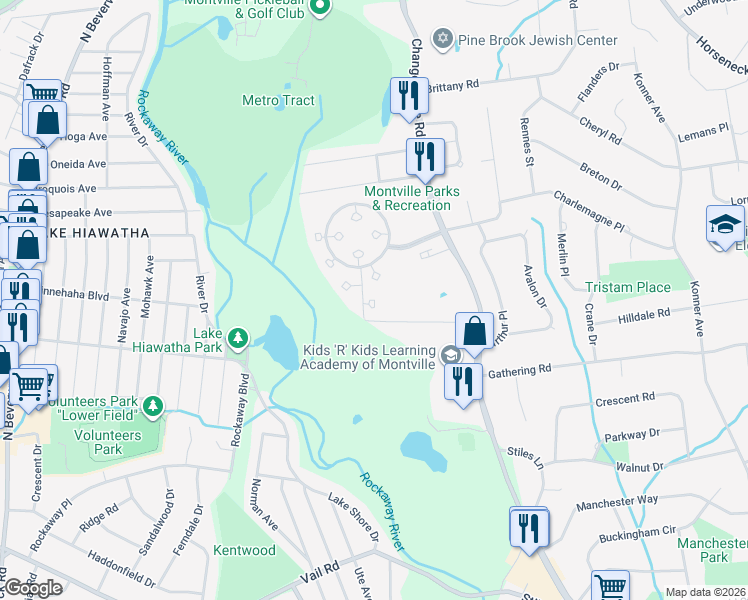 map of restaurants, bars, coffee shops, grocery stores, and more near 4 Freedom Court in Montville