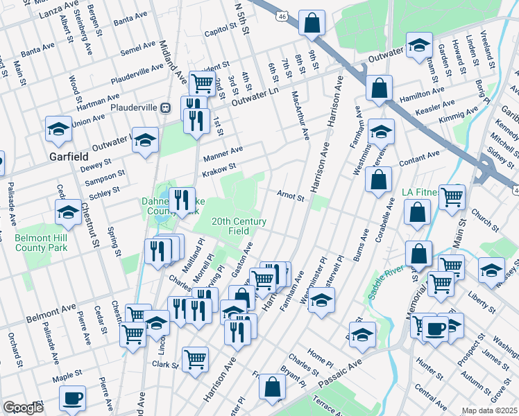 map of restaurants, bars, coffee shops, grocery stores, and more near 216 Gaston Avenue in Garfield