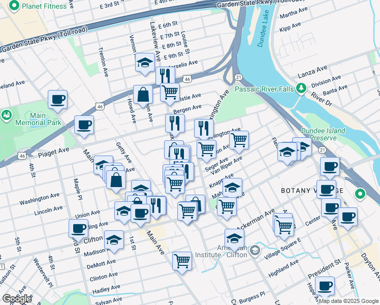 map of restaurants, bars, coffee shops, grocery stores, and more near 23 Caroline Avenue in Clifton
