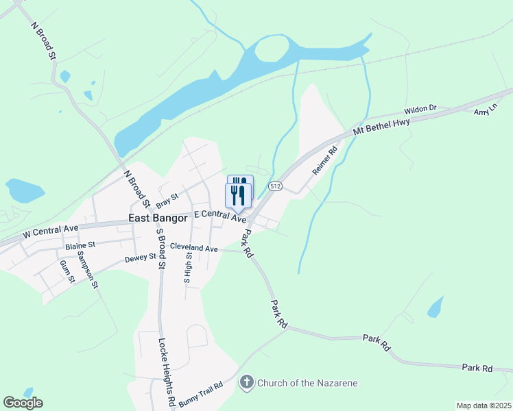 map of restaurants, bars, coffee shops, grocery stores, and more near 307 West Central Avenue in East Bangor