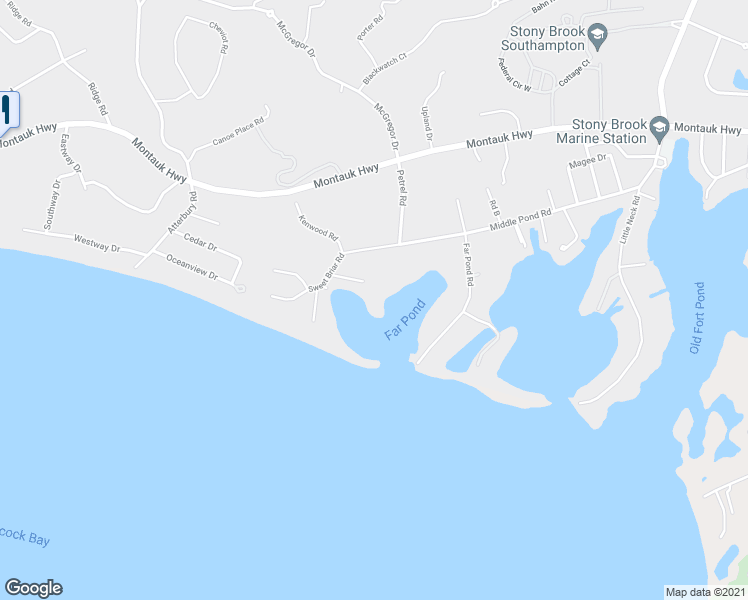 map of restaurants, bars, coffee shops, grocery stores, and more near 134 Middle Pond Road in Southampton