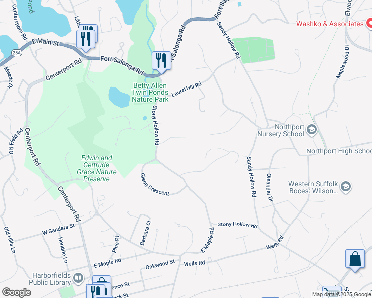 map of restaurants, bars, coffee shops, grocery stores, and more near 15 Eagle Rock Hill Road in Centerport