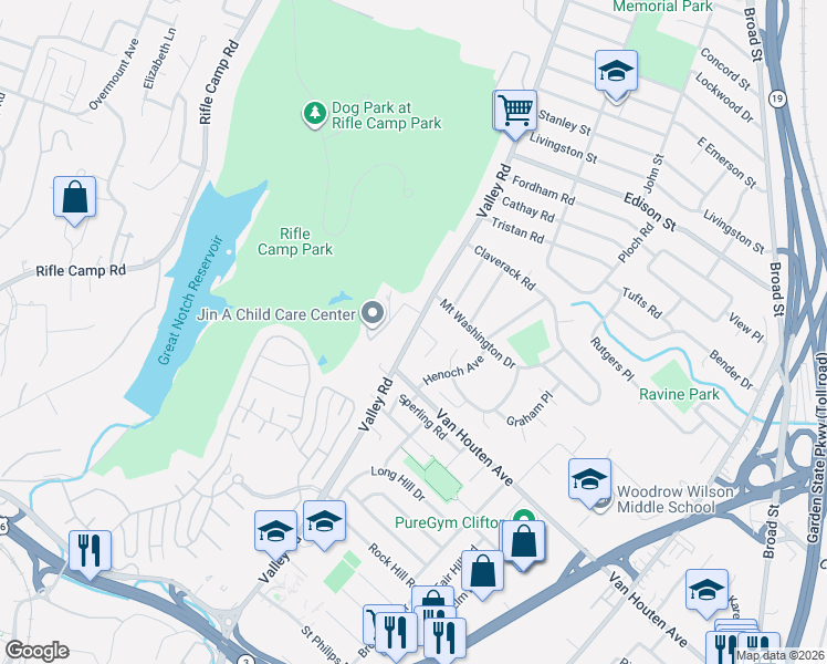 map of restaurants, bars, coffee shops, grocery stores, and more near in Clifton