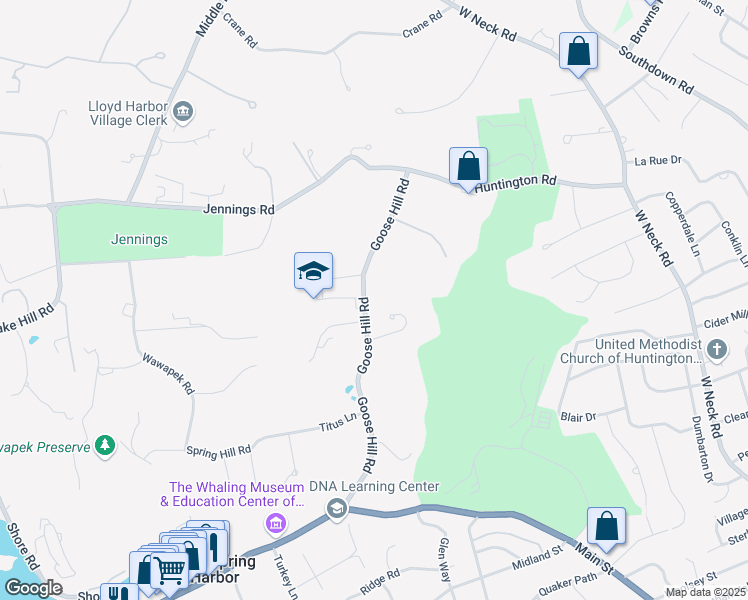 map of restaurants, bars, coffee shops, grocery stores, and more near 2 Pond Field Court in Cold Spring Harbor