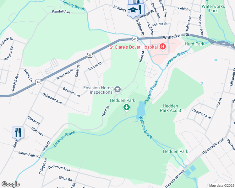 map of restaurants, bars, coffee shops, grocery stores, and more near 106 Hurd Street in Mine Hill Township
