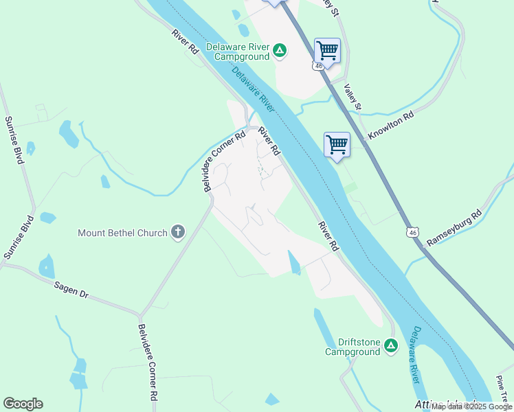 map of restaurants, bars, coffee shops, grocery stores, and more near 54 Chippewa Circle in Mount Bethel