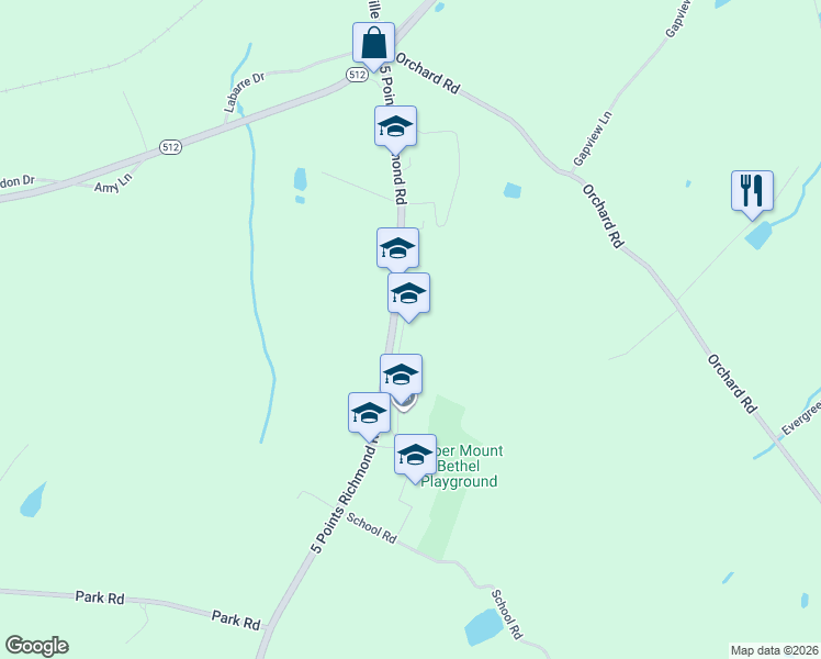 map of restaurants, bars, coffee shops, grocery stores, and more near 267 5 Points Richmond Road in Bangor