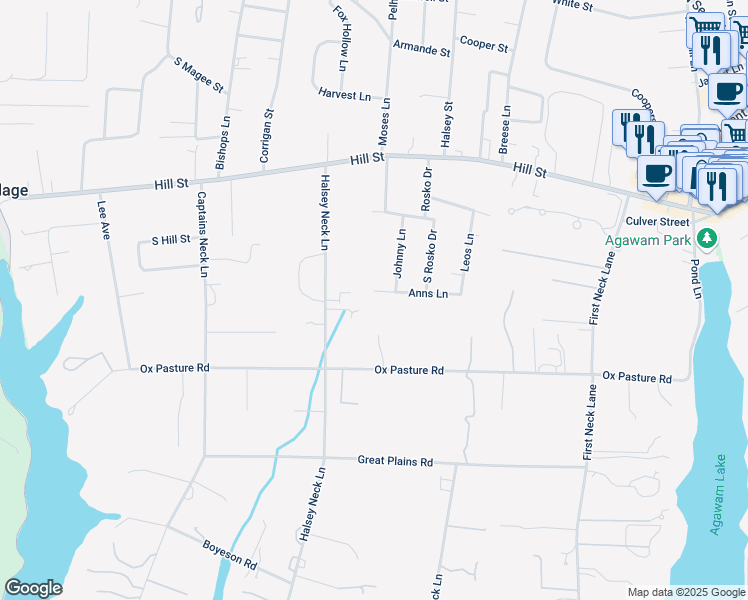 map of restaurants, bars, coffee shops, grocery stores, and more near 106 Anns Lane in Southampton