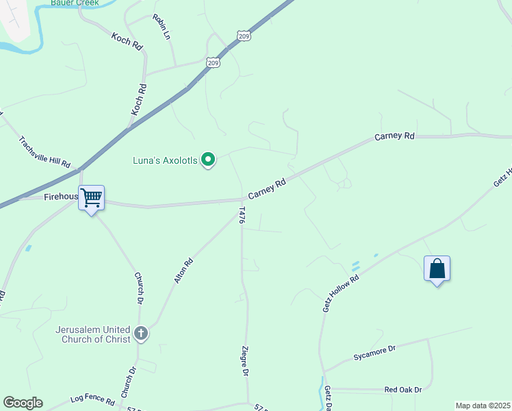 map of restaurants, bars, coffee shops, grocery stores, and more near 518 Carney Road in Palmerton