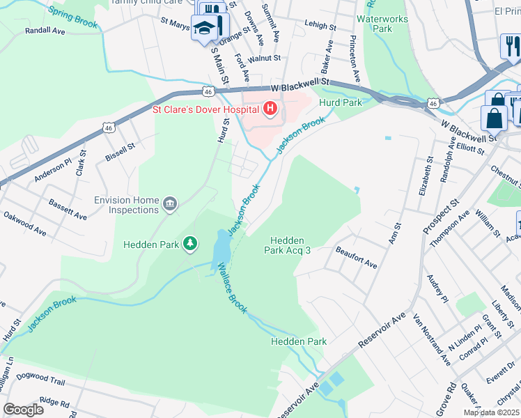 map of restaurants, bars, coffee shops, grocery stores, and more near 207 Park Heights Avenue in Dover