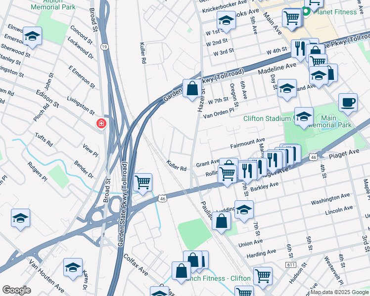 map of restaurants, bars, coffee shops, grocery stores, and more near 9 Fitzgerald Avenue in Clifton