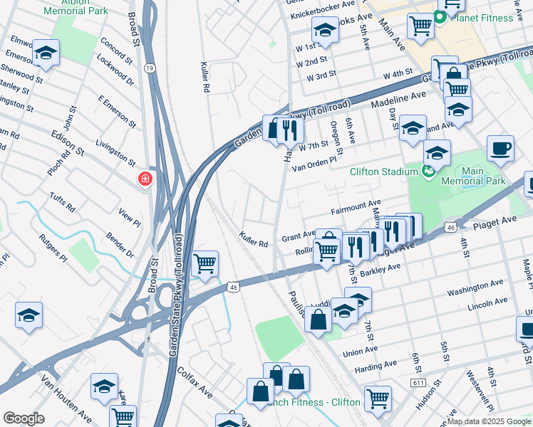 map of restaurants, bars, coffee shops, grocery stores, and more near 9 Fitzgerald Avenue in Clifton