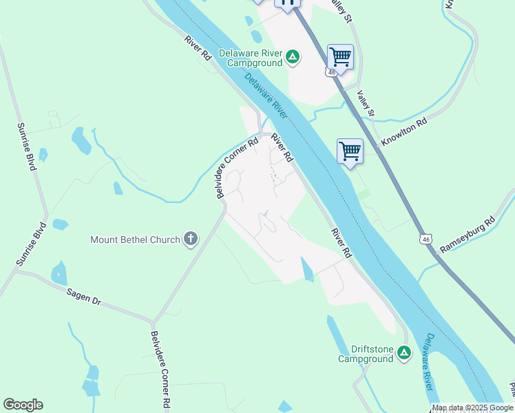 map of restaurants, bars, coffee shops, grocery stores, and more near 54 Chippewa Circle in Mount Bethel