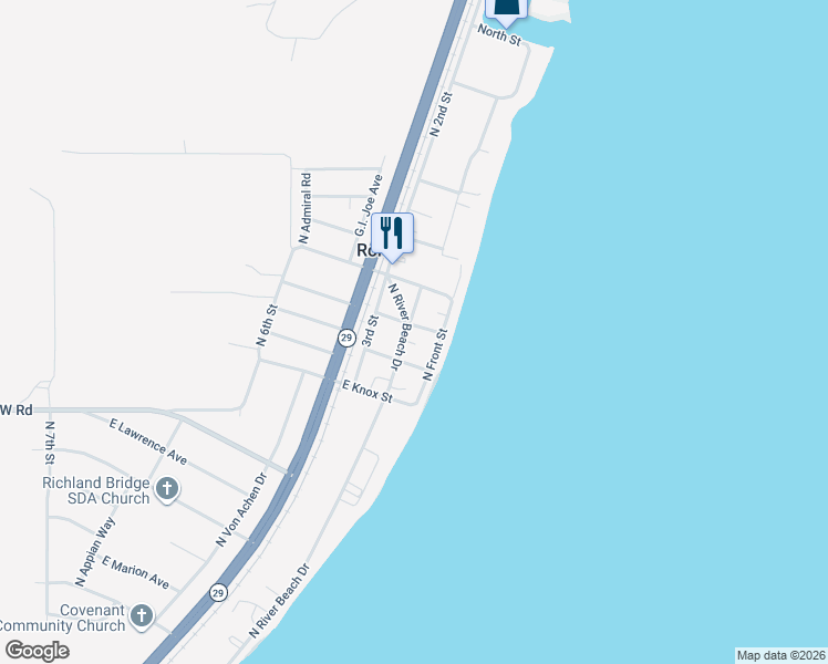 map of restaurants, bars, coffee shops, grocery stores, and more near 15907 North Front Street in Rome