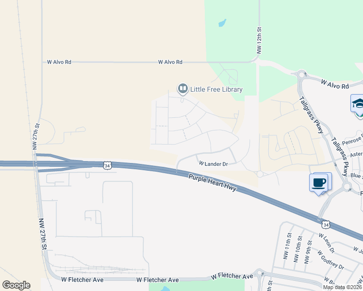 map of restaurants, bars, coffee shops, grocery stores, and more near 1651 West Big Sky Road in Lincoln