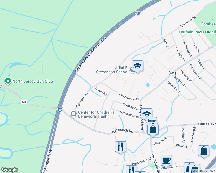 map of restaurants, bars, coffee shops, grocery stores, and more near 30 Long Acres Road in Fairfield