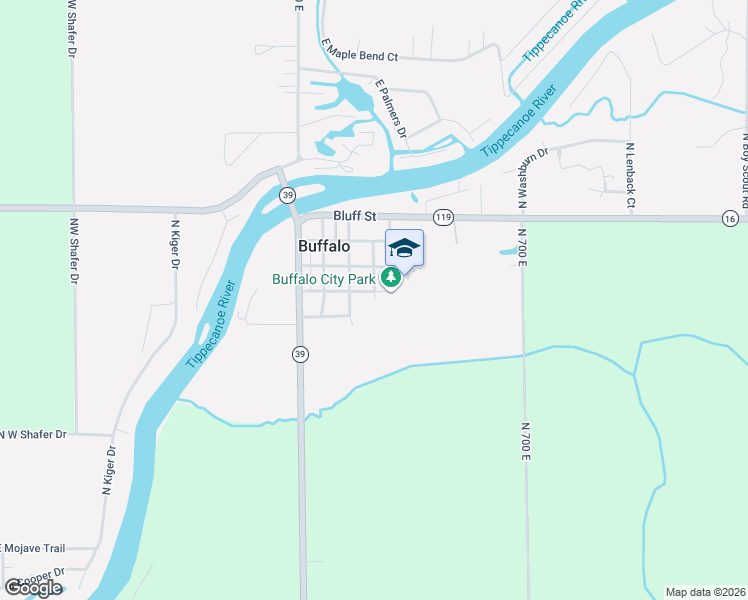 map of restaurants, bars, coffee shops, grocery stores, and more near 406 Calhoun Street in Monticello