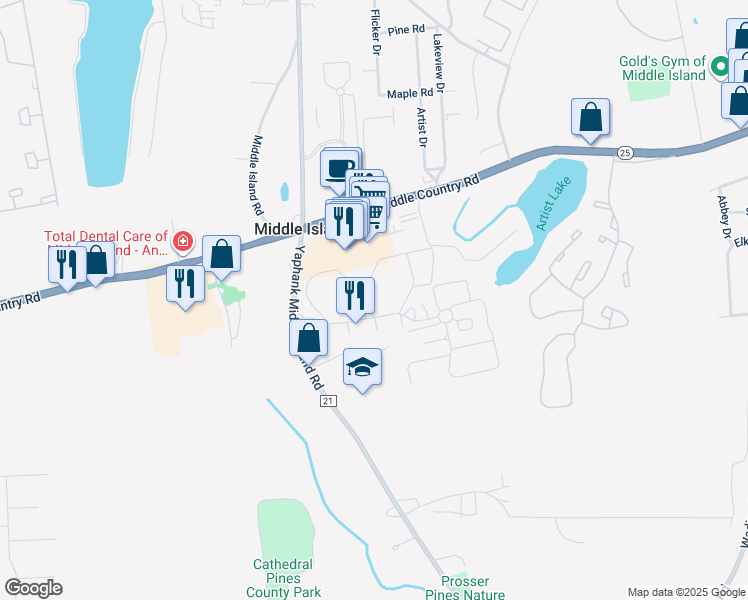 map of restaurants, bars, coffee shops, grocery stores, and more near 154 Fairview Circle in Middle Island