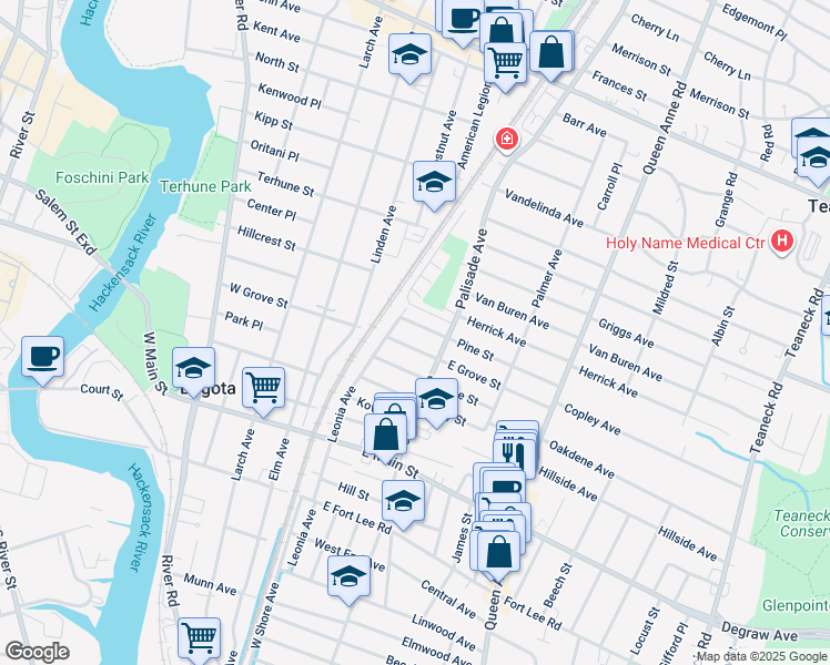 map of restaurants, bars, coffee shops, grocery stores, and more near 42 Pine Street in Bogota