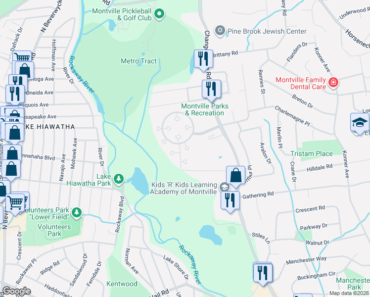 map of restaurants, bars, coffee shops, grocery stores, and more near 17 Constitution Court in Montville