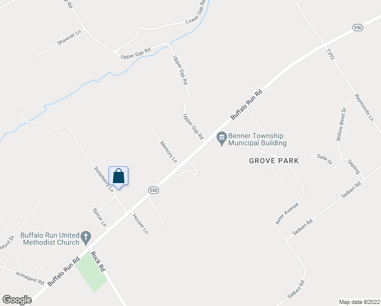 map of restaurants, bars, coffee shops, grocery stores, and more near 1257 Buffalo Run Road in Bellefonte