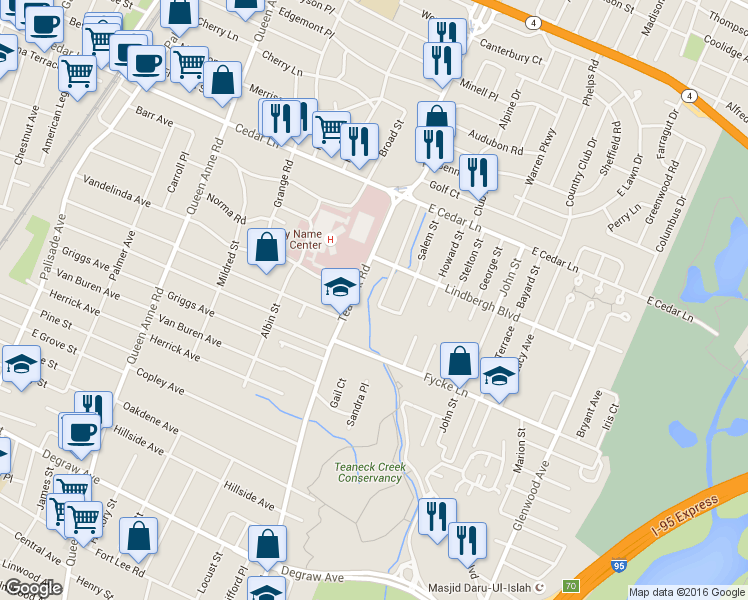 map of restaurants, bars, coffee shops, grocery stores, and more near 688 Hartwell Street in Teaneck