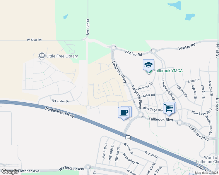map of restaurants, bars, coffee shops, grocery stores, and more near 801 Aster Road in Lincoln