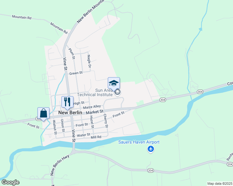 map of restaurants, bars, coffee shops, grocery stores, and more near 815 Market Street in New Berlin