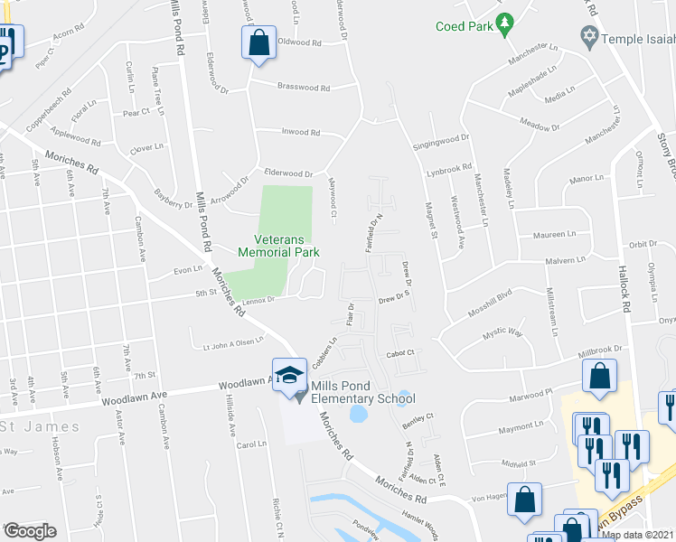 map of restaurants, bars, coffee shops, grocery stores, and more near 902 Fenway Road in Saint James