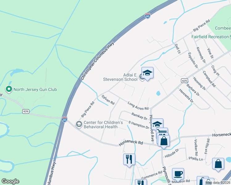 map of restaurants, bars, coffee shops, grocery stores, and more near 30 Long Acres Road in Fairfield