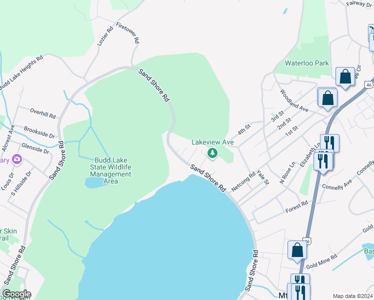 map of restaurants, bars, coffee shops, grocery stores, and more near 6 Knowles Lane in Mount Olive Township
