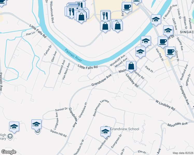 map of restaurants, bars, coffee shops, grocery stores, and more near 2 Jennifer Court in Caldwell