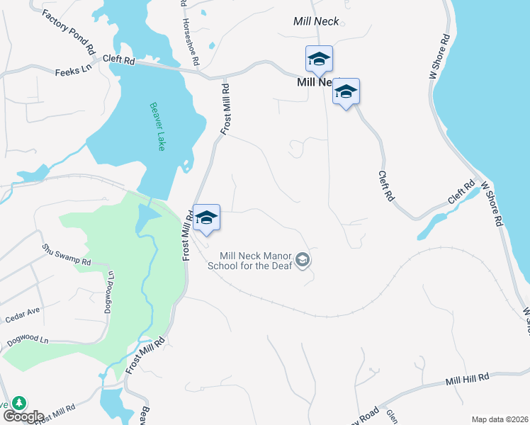 map of restaurants, bars, coffee shops, grocery stores, and more near 26 Frost Mill Road in Mill Neck