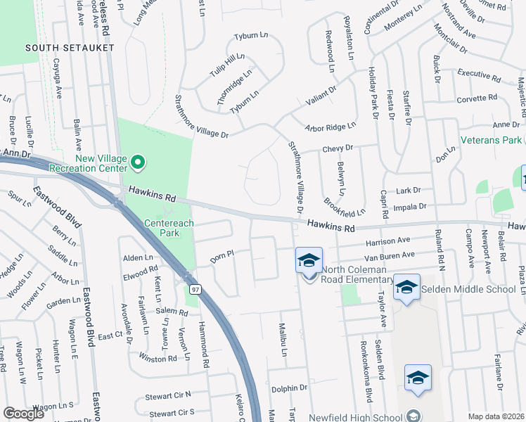 map of restaurants, bars, coffee shops, grocery stores, and more near 32 Segatogue Lane in Centereach