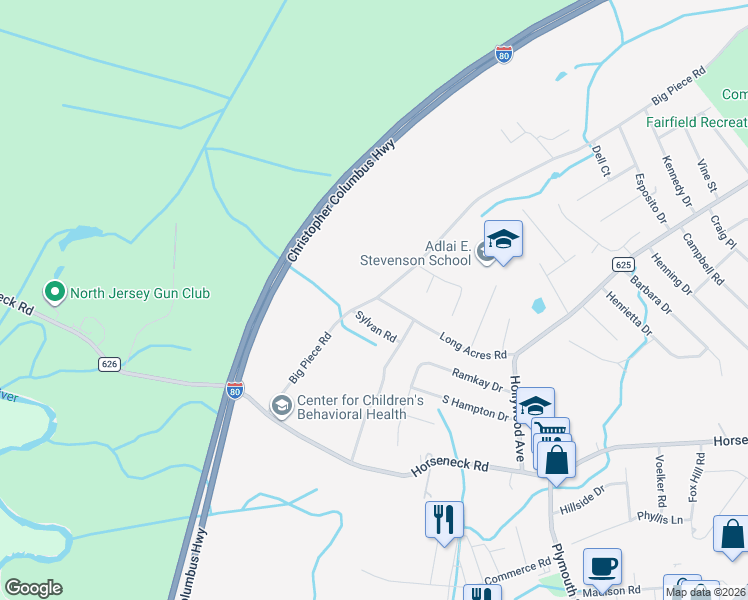 map of restaurants, bars, coffee shops, grocery stores, and more near 71 Big Piece Road in Fairfield