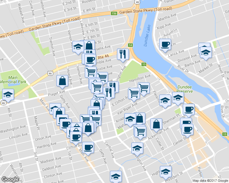 map of restaurants, bars, coffee shops, grocery stores, and more near 606 Lexington Avenue in Clifton
