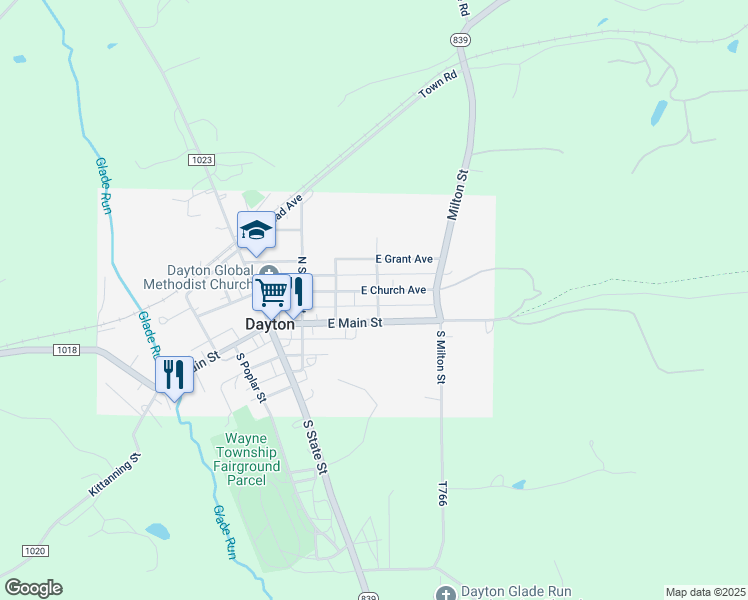 map of restaurants, bars, coffee shops, grocery stores, and more near 324 East Church Avenue in Dayton