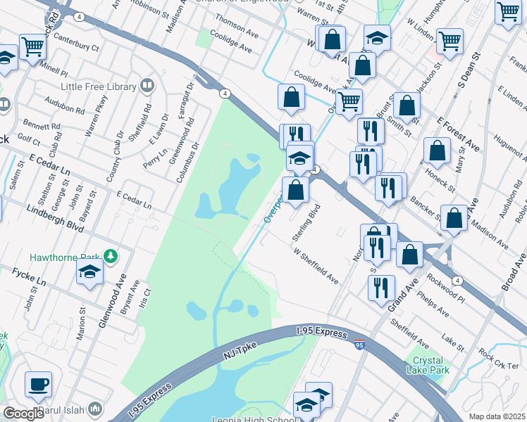 map of restaurants, bars, coffee shops, grocery stores, and more near 3302 Riverview Avenue in Englewood