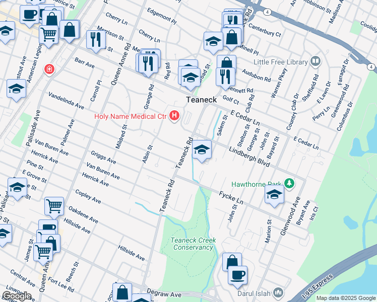 map of restaurants, bars, coffee shops, grocery stores, and more near 688 Hartwell Street in Teaneck