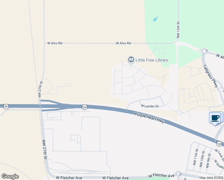 map of restaurants, bars, coffee shops, grocery stores, and more near 7012 Northwest 19th Street in Lincoln