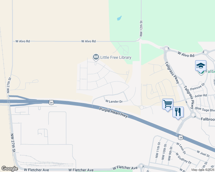 map of restaurants, bars, coffee shops, grocery stores, and more near 1601 West Big Sky Road in Lincoln