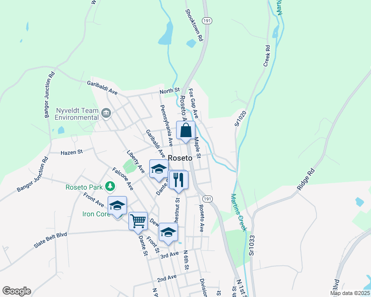 map of restaurants, bars, coffee shops, grocery stores, and more near in Roseto