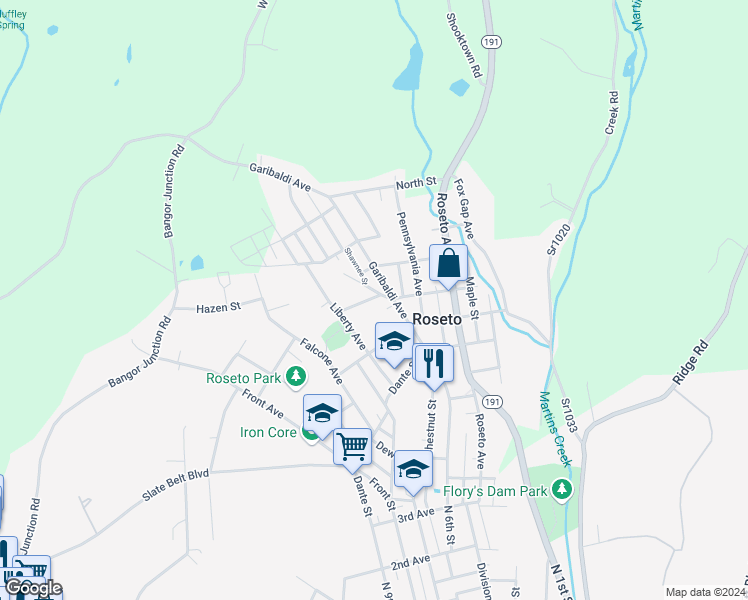 map of restaurants, bars, coffee shops, grocery stores, and more near 11 Jewel Street in Roseto