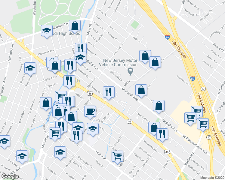 map of restaurants, bars, coffee shops, grocery stores, and more near 16 Victor Street in Lodi