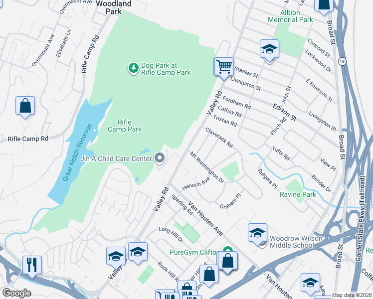 map of restaurants, bars, coffee shops, grocery stores, and more near A4 Mount Washington Drive in Clifton