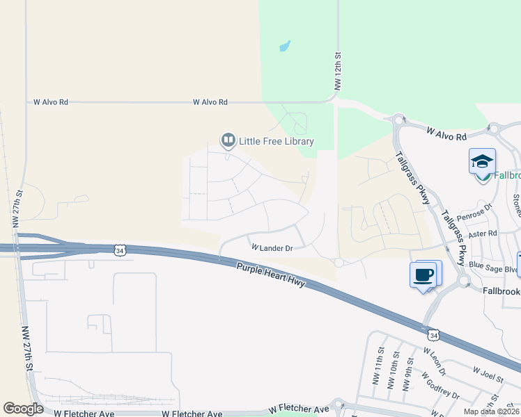 map of restaurants, bars, coffee shops, grocery stores, and more near 1601 West Big Sky Road in Lincoln